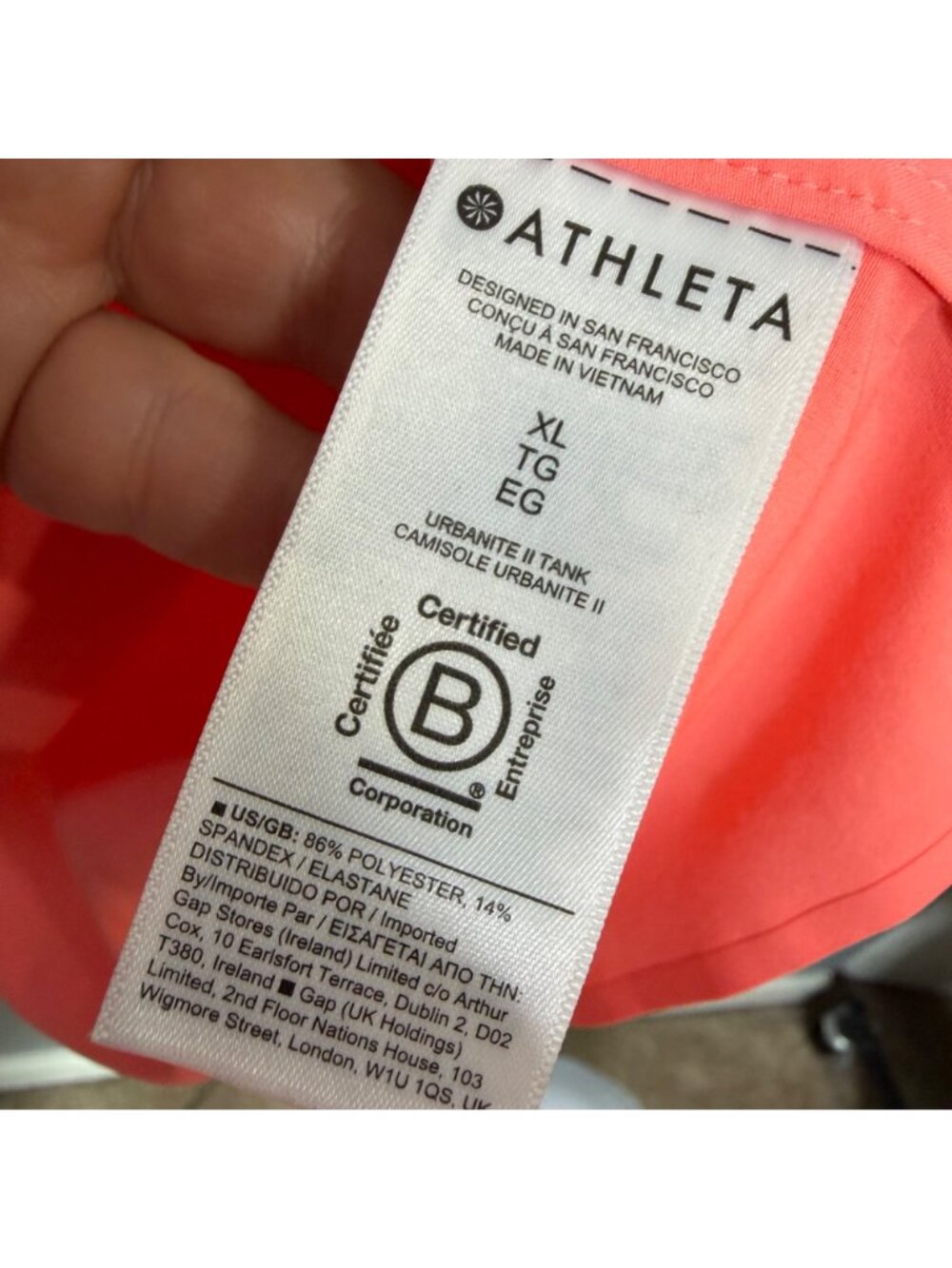 ATHLETA urbanite II tank in sunny coral size XL - Picture 5 of 6